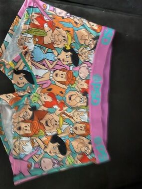 PSD The Flintstones All-Over Cartoon Boxer Briefs - Pink & Teal Accents L womens